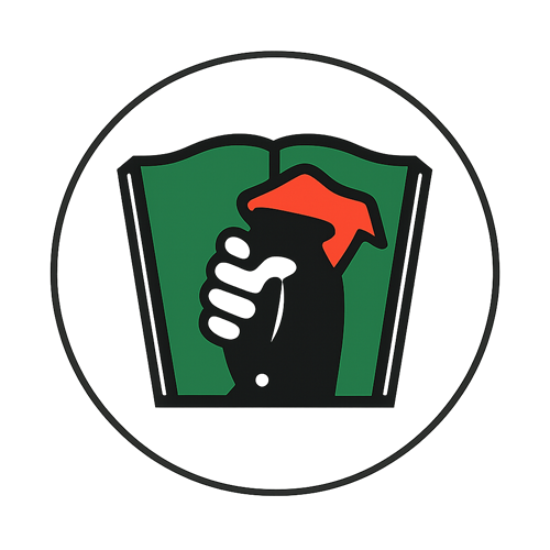 Csemadok logó – kéz zöld könyvvel, kör alakban